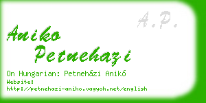 aniko petnehazi business card